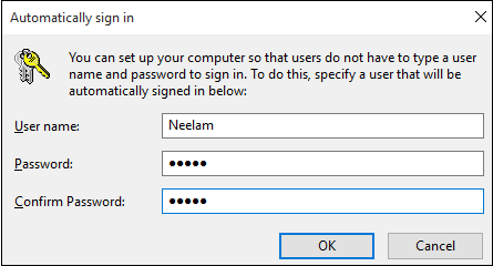 automatically sign in window