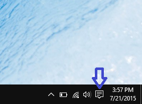 Action Center icon on taskbar