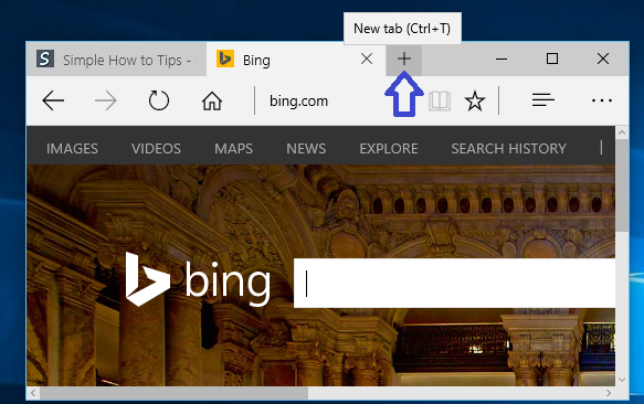 Open new browsing tab in Microsoft Edge