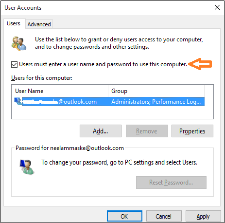 Se connecter automatiquement dans Windows 10 sans entrer de mot de passe
