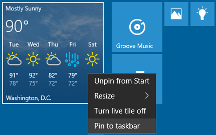 Pin Application to Taskbar from live tile