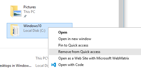 remove folder from Quick access
